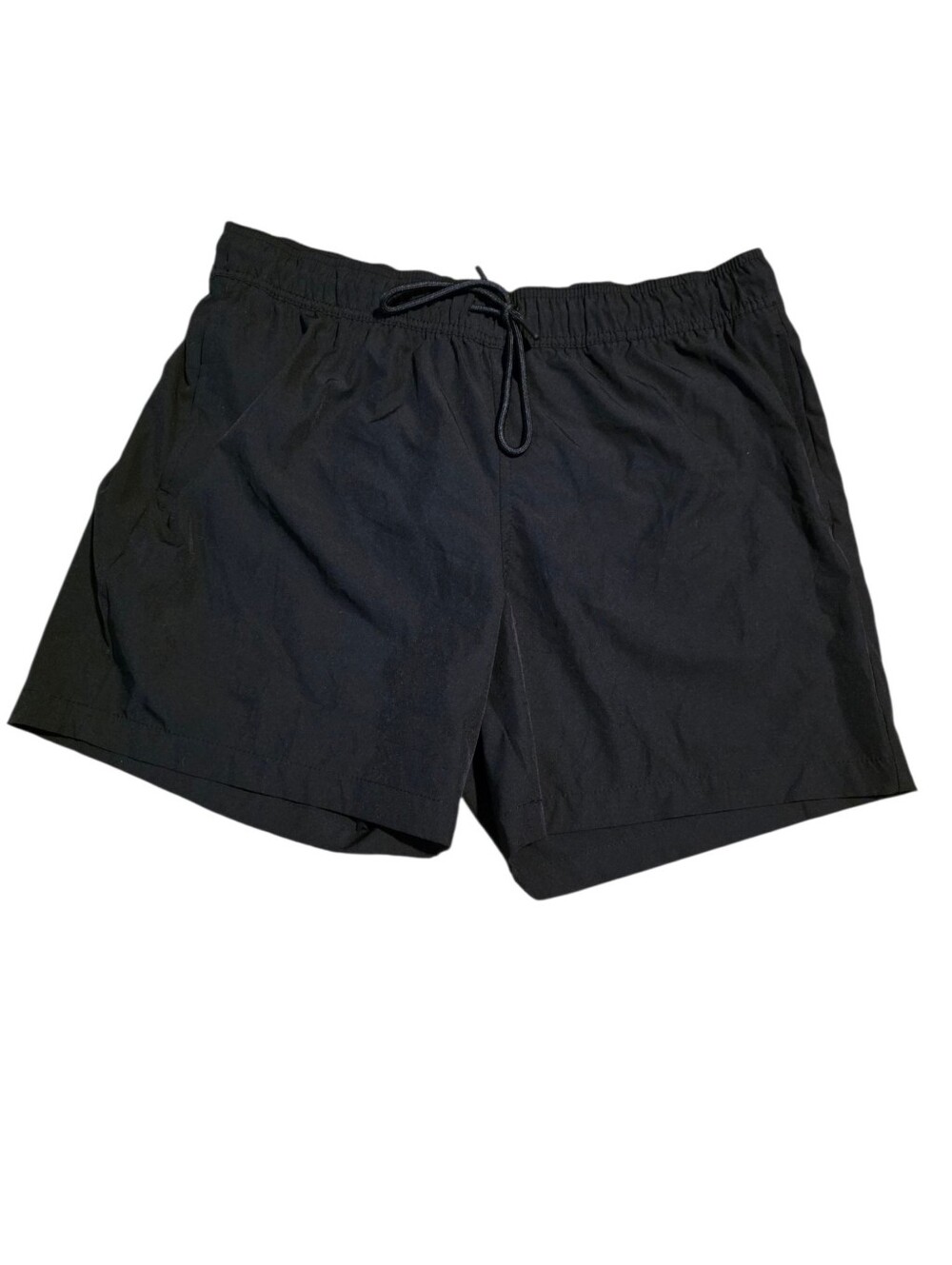 George Men's Plain Black Elastic Waist Mesh Lined Swim Shorts With Pockets